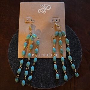 NEW! Plunder Turquoise and Gold Beaded Earrings